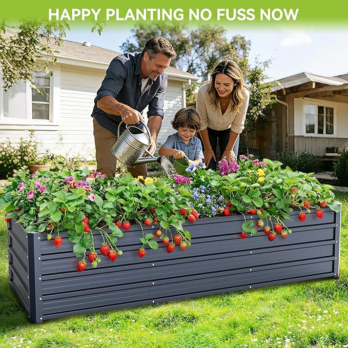 Ohuhu 8x3x1.5FT Metal Raised Garden Bed Outdoor, Reinforced Galvanized Steel - Image 2