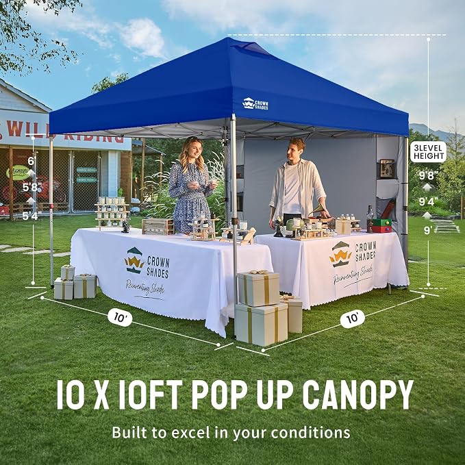 CROWN SHADES Canopy Tent, 10 x 10 Foot Portable Pop Up Outdoor Shelter - Image 7