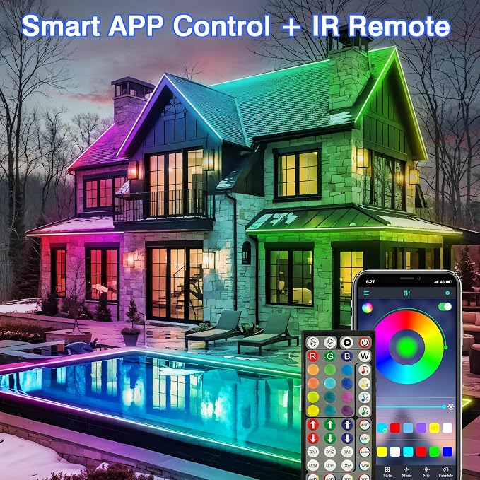 zoegi 500ft Outdoor LED Strip Lights Waterproof, Music Sync RGB IP68 Outside - Image 7