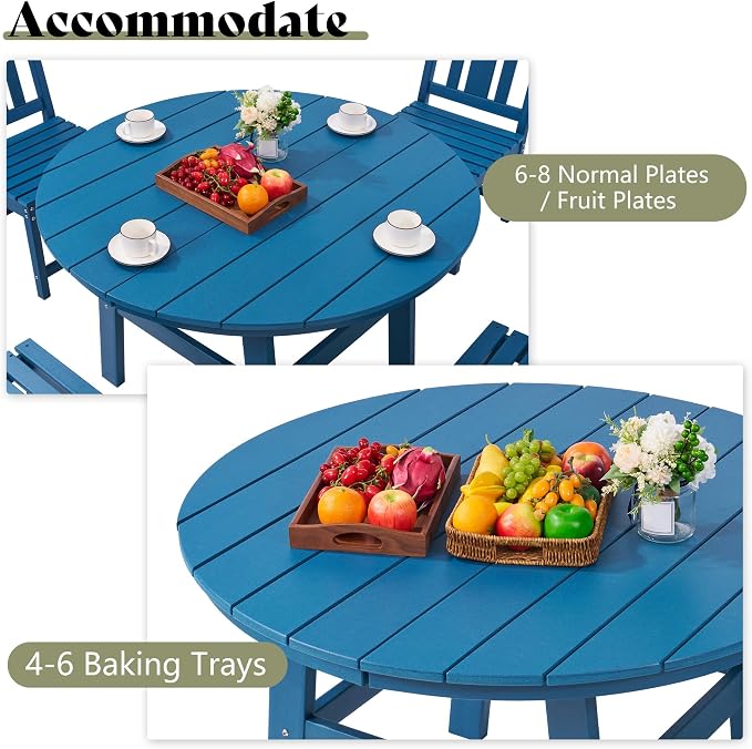 AMERLIFE 5 Piece HDPE Outdoor Dining Table & Chairs Set, All-Weather Patio - Image 7