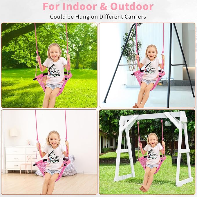 Hi-Na Tree Swing for Kids, Adjustable Toddler Rope Swing Seat - Image 3