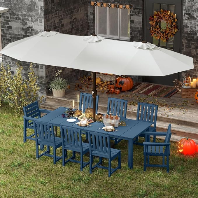 9-Piece Navy Blue Outdoor Dining Set by PatioKingdom