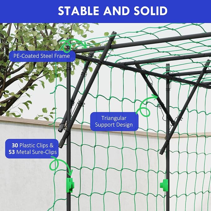 Outsunny Garden Arch Trellis, 7.3 FT Tall Plant Trellis Support, Outdoor - Image 5