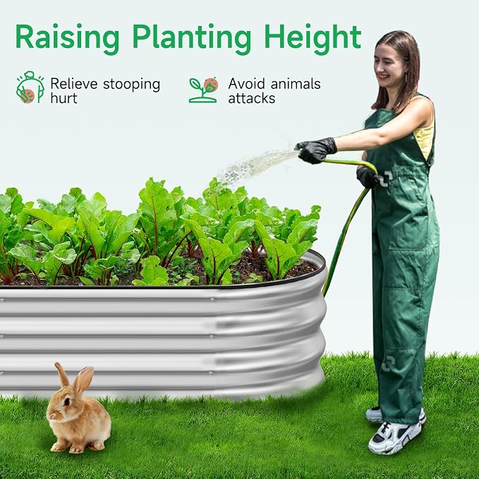 GreatBuddy Galvanized Raised Garden Bed 8×2×1ft, Easy Assembly Outdoor Metal - Image 2