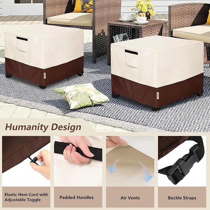 Patio Ottoman Cover Waterproof Square Outdoor Small Side Table Covers, Outdoor - Image 3