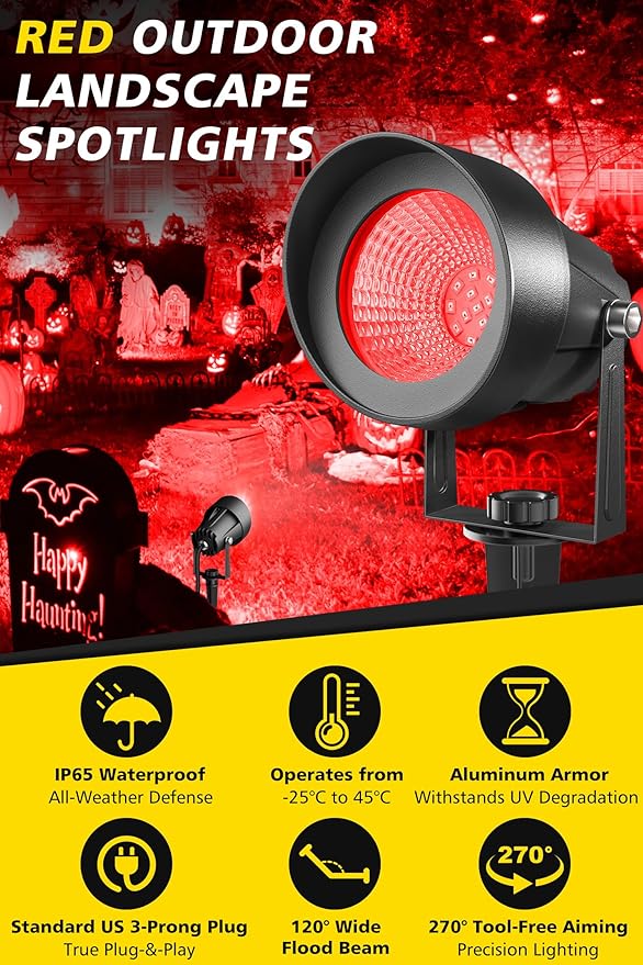 T-SUN Red Spotlight Outdoor, Waterproof LED Landscape Lighting - Image 2
