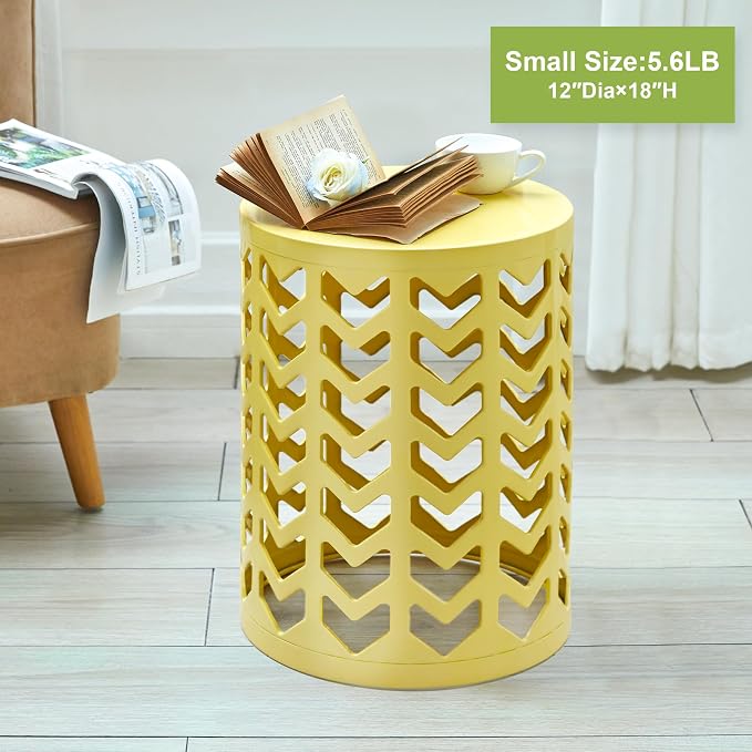 Nesting Side Table Set of 3 Decorative Round Garden Stools - Image 7