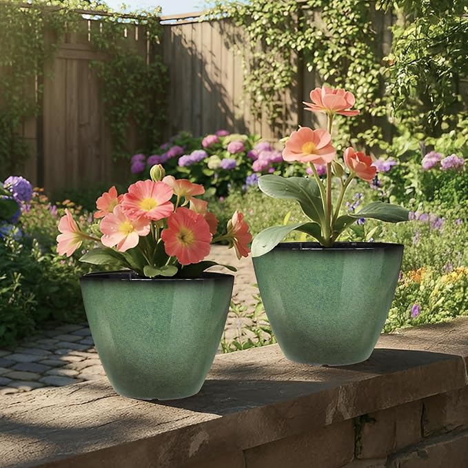 2 Pack Plant Pots for Indoor Outdoor Plants, 8 inch Plastic Flower Pots - Image 6