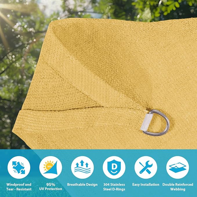 Amagenix Sun Shade Sail 16'X20' Curved Edge Outdoor Shade Canopy Sand - Image 3