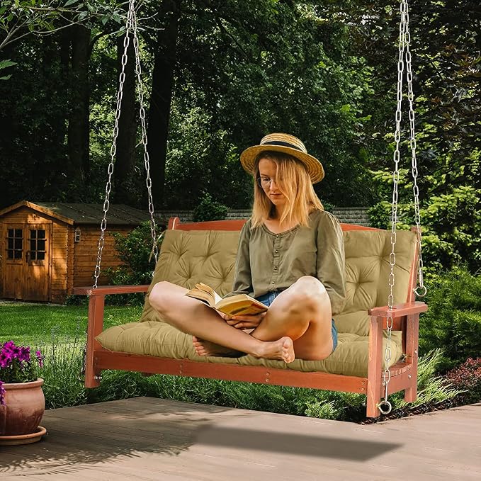 Waterproof Porch Swing Cushion Replacement, Thick 4" 2–3 Seat Outdoor Swing - Image 2