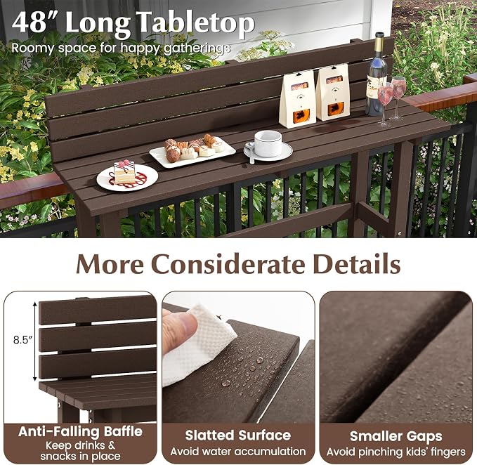 Tangkula Outdoor Bar Table, 48 Inch Patio Pub Height Table - Image 5