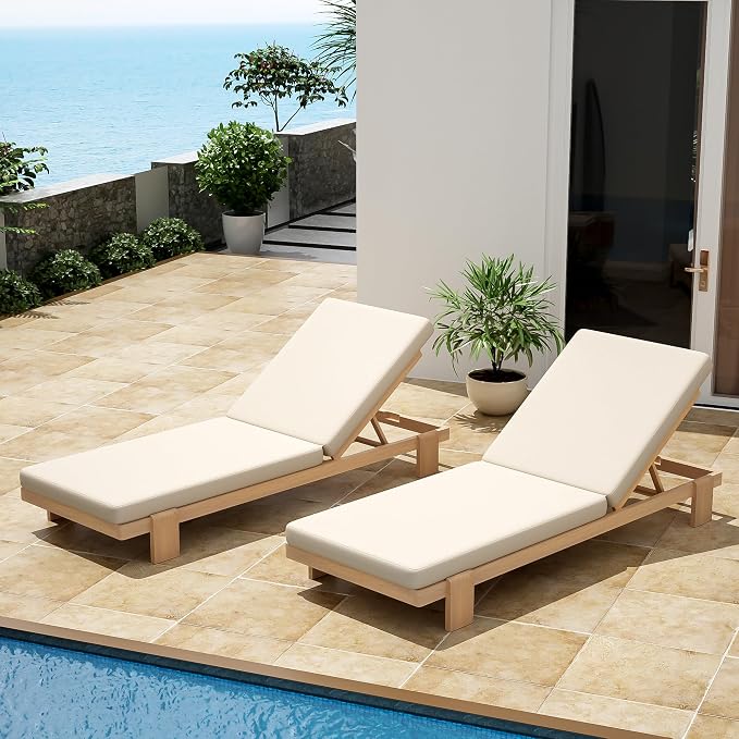 Christopher Knight Home Duska Acacia Wood Chaise Lounge Chair Set of 2 - Image 4