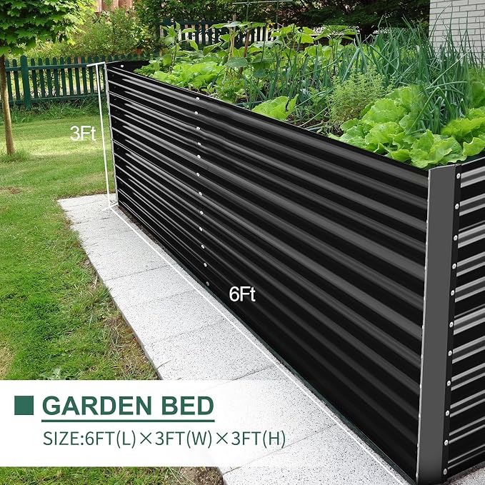 Land Guard 6x3x3ft Rectangular Galvanized Raised Garden Beds, Large-Capacity - Image 3