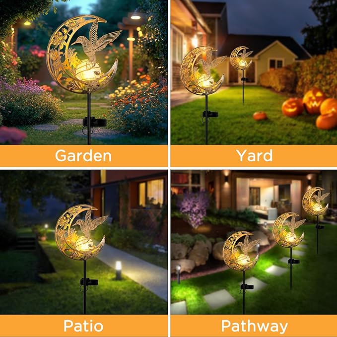 JOBOSI Solar Moon Hummingbird Decorative Light Gift Portable Decorative Ground - Image 2