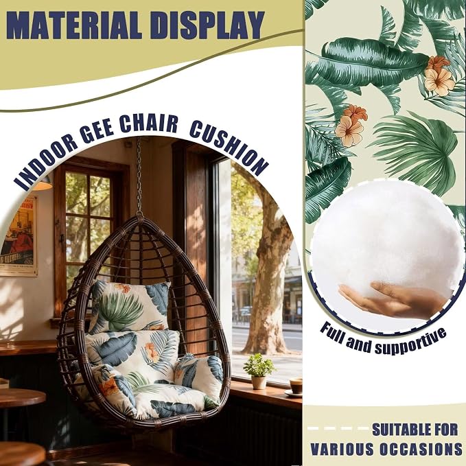 Indoor Outdoor Hanging Egg Chair Cushion Replacement Soft Swing Basket Chair - Image 5