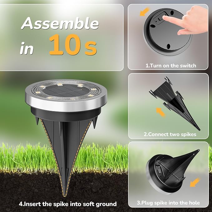 INCX Solar Ground Lights, 16 Pack Solar Lights Outdoor Waterproof, Solar Garden - Image 7