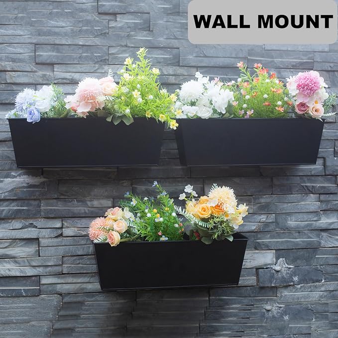 Wall Hanging Planters for Outdoor Plants 16 Inch Large Metal Fence Pots - Image 2