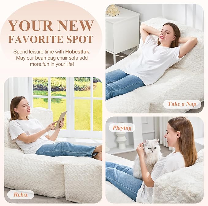 Hobestluk Bean Bag Chair Big Bean Bag Lounger - Image 8