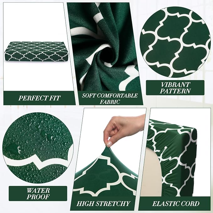 Newwiee 8 Pcs Stretch Patio Outdoor Cushion Covers Waterproof Replacement Sofa - Image 5