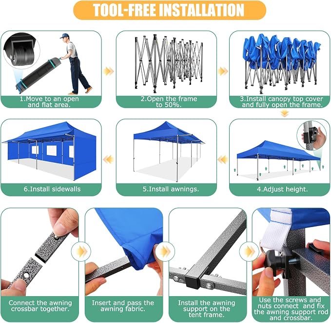 COBIZI 10x30 Pop Up Canopy Tent - Image 8
