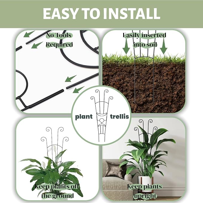 32.6'' Plant Trellis for Potted Climbing Plants Indoor, Rustproof Metal - Image 3