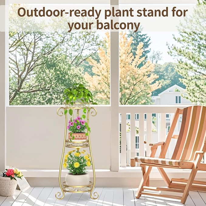 LASZOLA 3 Tier Gold Metal Plant Stand - Image 9