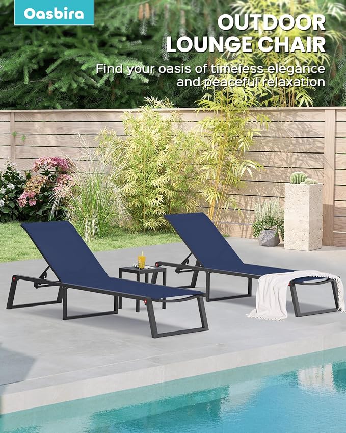 Aluminum Chaise Lounge Outdoor Set of 2, Foldable & Assembly Free Patio Pool - Image 6