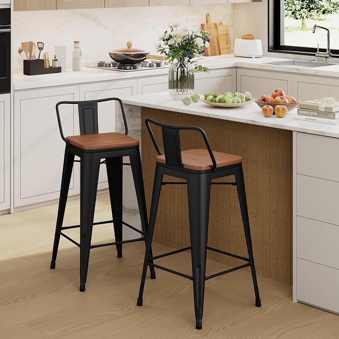 Yongchuang 24" Metal Barstools Set of 2 Counter Bar Stools - Image 3