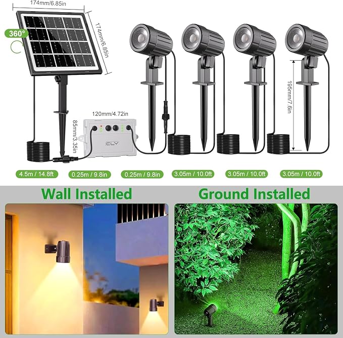 CLY 4-in-1 Solar Spot Lights Outdoor Color Changing, Solar Landscape Spotlights - Image 7