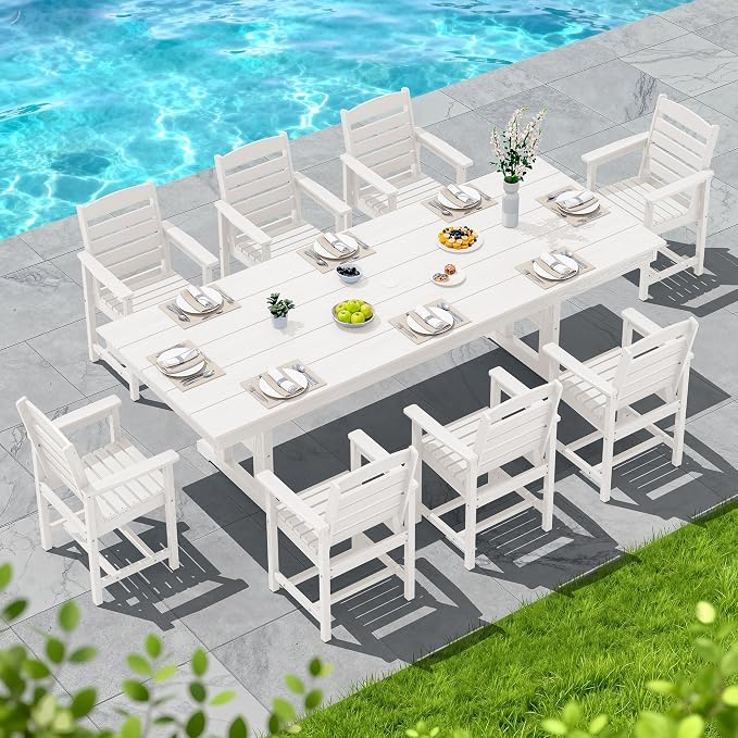 SERWALL Outdoor Dining Chairs Set of 4, All-Weather HDPE Patio Chair - Image 3