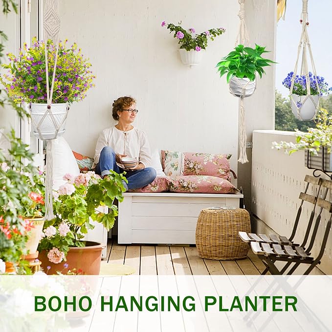 IGaiety Macrame Plant Hanger, 7 Pack Plant Hanger Indoor Hanging Planters - Image 6