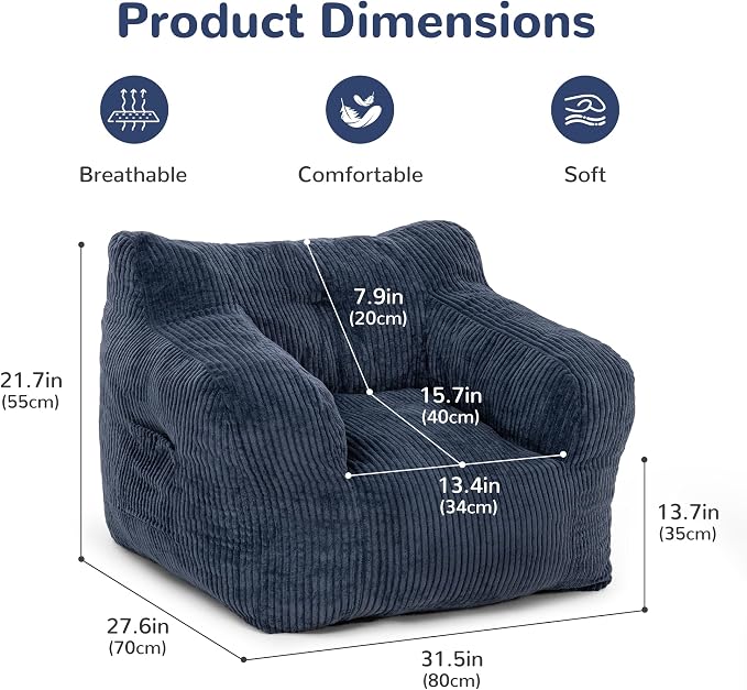 Pamapic 32" Bean Bag Chair, Single Sofa, Ultra Soft Dutch Velvet, Fluffy - Image 2