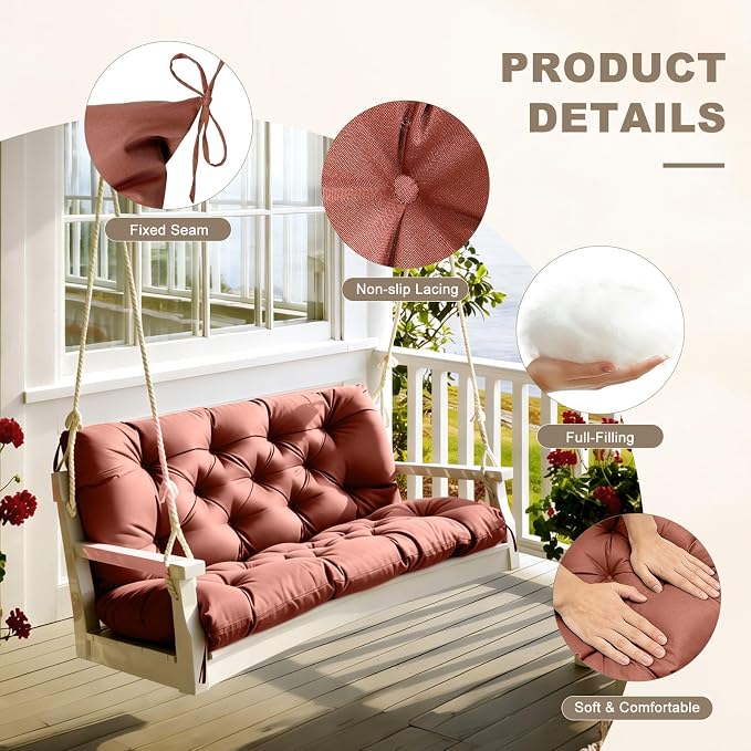 Porch Swing Cushion with Backrest, Waterproof Bench Cushion - Image 5