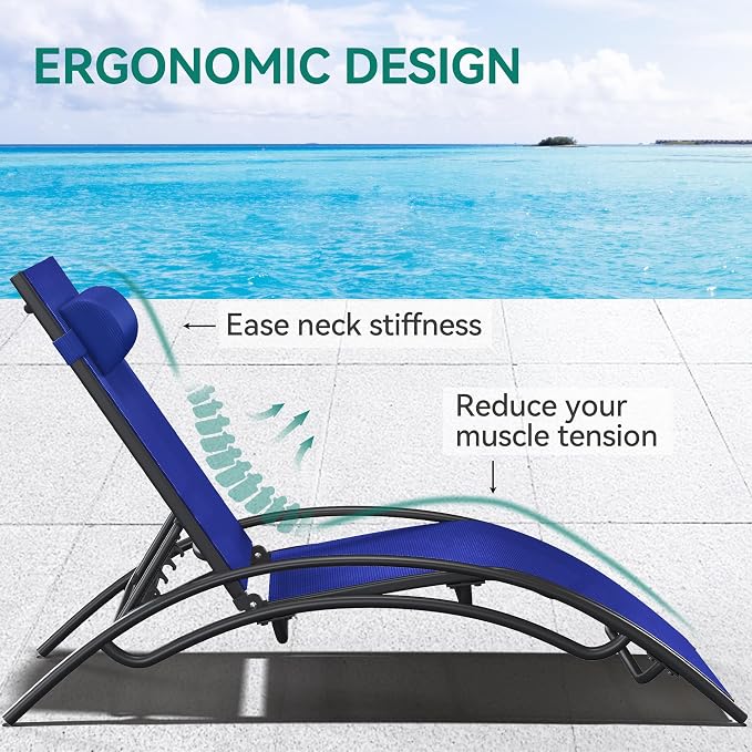 YITAHOME Outdoor Chaise Lounge Chair Set of 6, Pool Lounge Chairs - Image 3