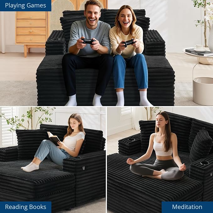 GarveeHome Oversized Chaise Lounge Chair Indoor, 56x60 in Comfortable Corduroy - Image 8