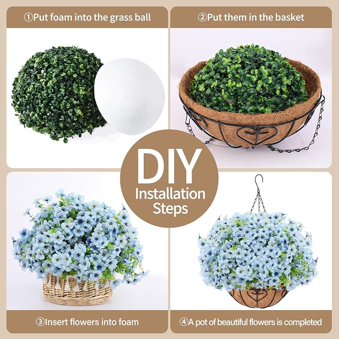 Artificial Hanging Flower for Outdoors, Fake Hanging Basket for Outside - Image 3