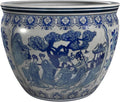 Red Lantern Large 20" Ladies Blue & White Porcelain Fishbowl Planter or Cachepot by RedLantern