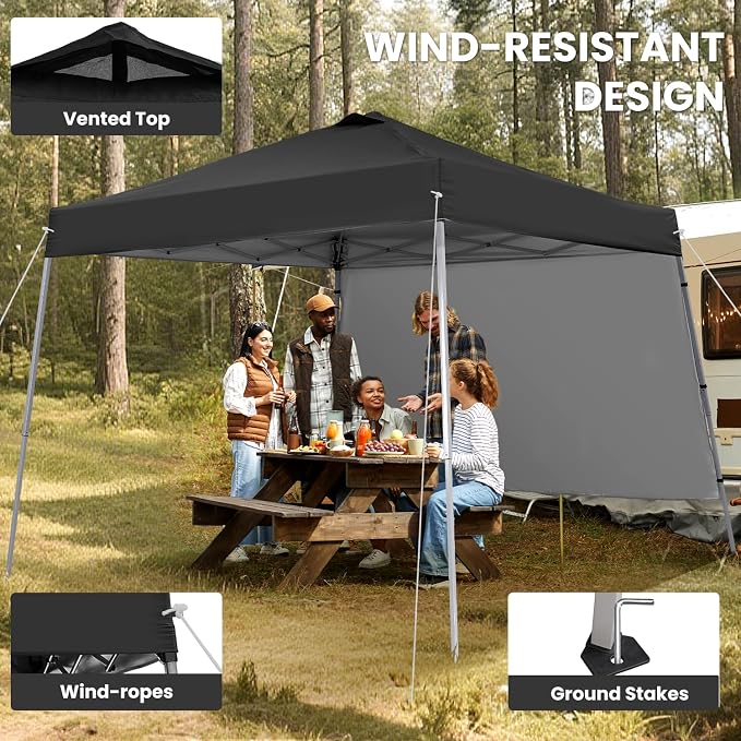 Canopy Tent, 10X10 FT Pop Up Canopy Outdoor Tent Slant Legs - Image 3