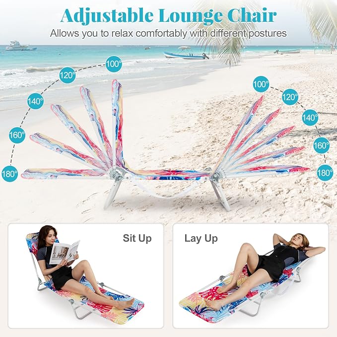 GYMAX Tanning Chair, 330lbs Capacity & Shoulder Strap, Portable Layout - Image 4