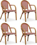 PURPLE LEAF French Bistro Armchairs Set of 4 Outdoor Aluminum Dining Chairs by PURPLELEAF