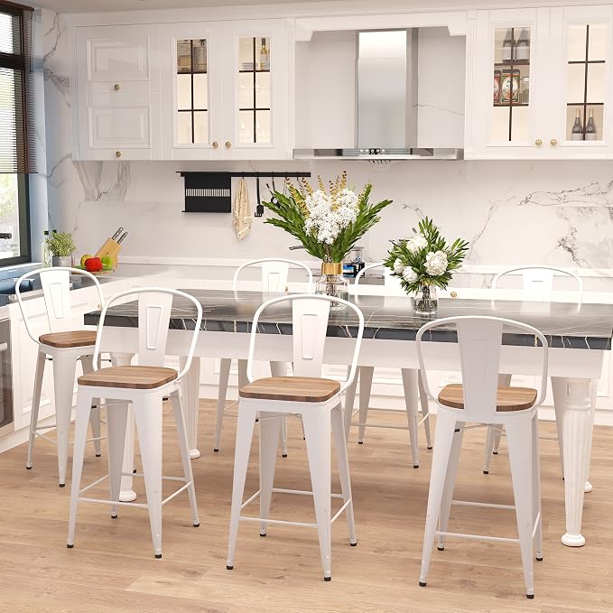 Aklaus Metal Bar Stools Set of 4, 26 inch Barstools Counter Height Bar Stool - Image 7