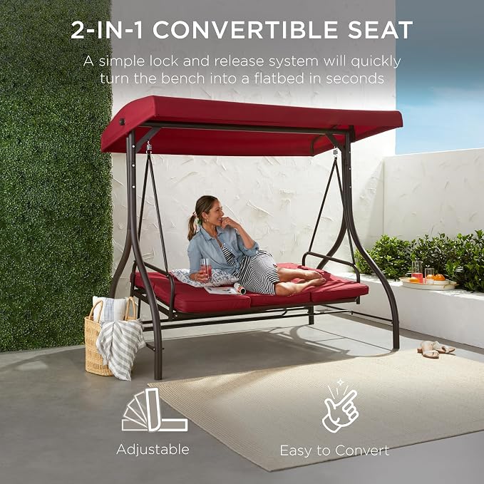 Best Choice Products 3-Seat Outdoor Large Converting Canopy Swing Glider - Image 2