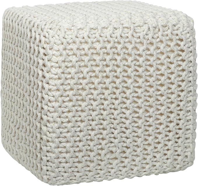 COTTON CRAFT Braided Cube Pouf by COTTONCRAFT