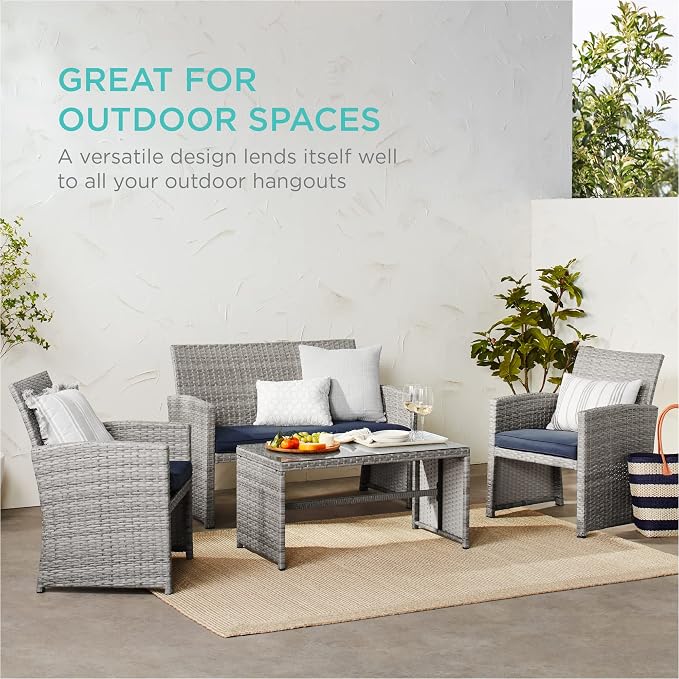 Best Choice Products 4-Piece Outdoor Wicker Patio Conversation Furniture Set - Image 6