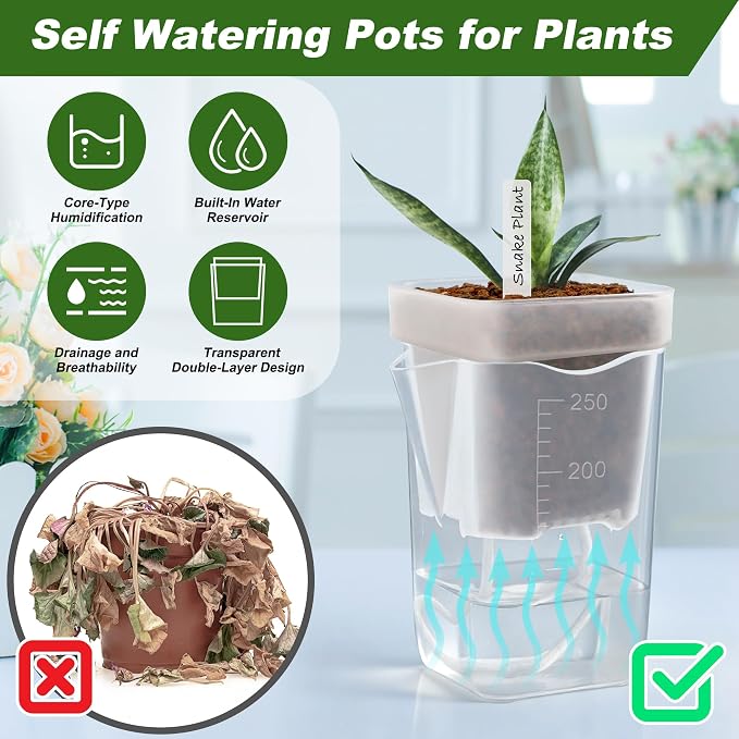 12 Pack Self Watering Pots Set for Indoor Plants, 2.5" Small Clear Self - Image 4