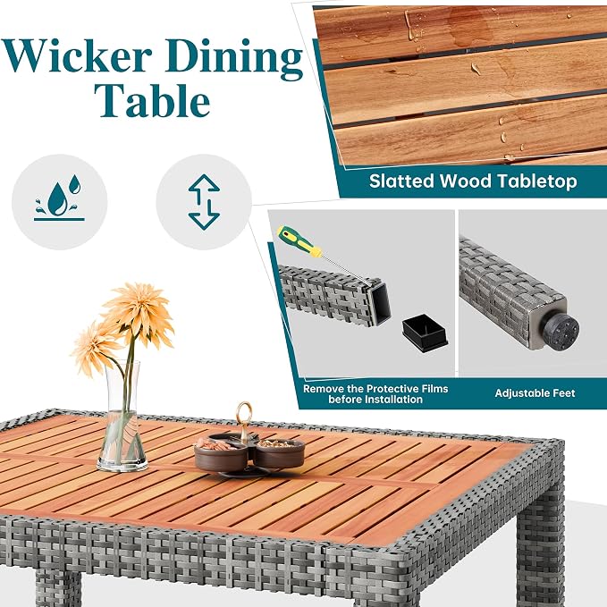 Shintenchi 5 Piece Patio Dining Set, Wicker Patio Conversation Set - Image 4