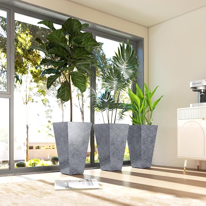 Outsunny 28 Inch Tall Planters for Outdoor Plants, Stackable Tapered Large - Image 9
