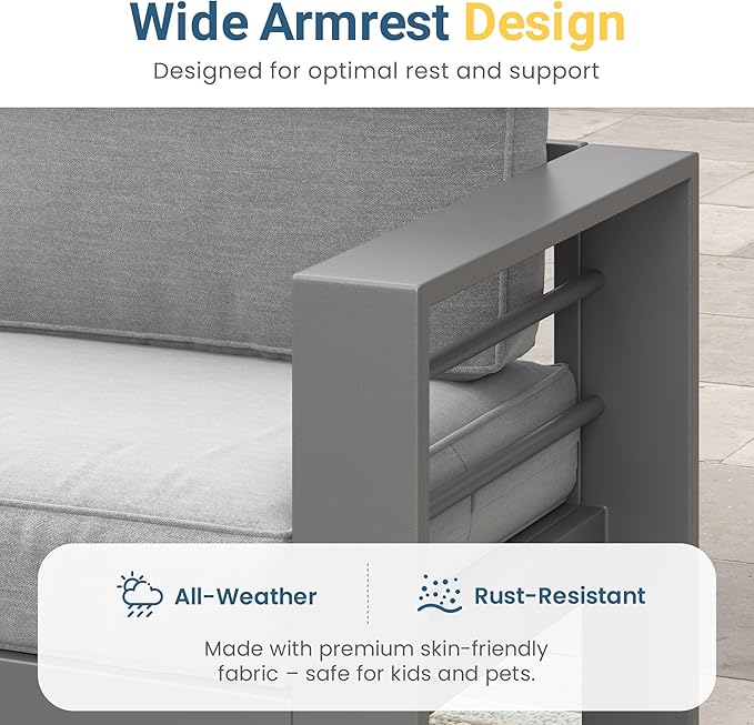 Wisteria Lane Patio Furniture Metal Sofa, Metal Outdoor Chairs - Image 4