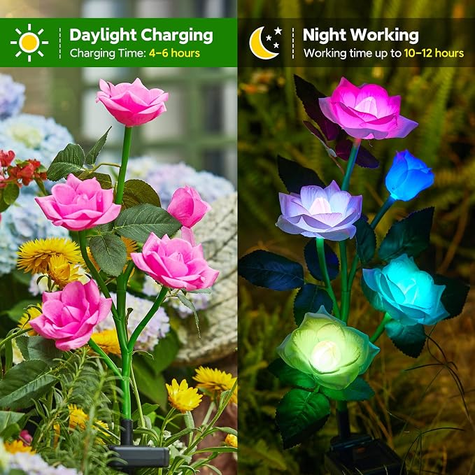 Solar Garden Lights, 6 Pack Upgraded Garden Decor LED Lights - Image 2