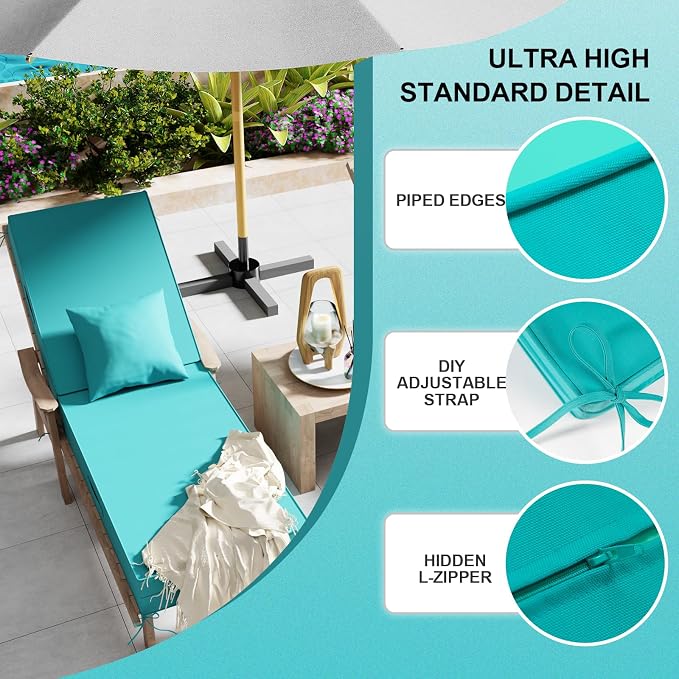 Outdoor Water-Resistant Olefin Chaise Lounge Cushions - Image 7